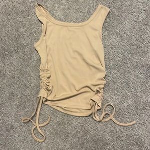 Beige tank top ties on sides EUC